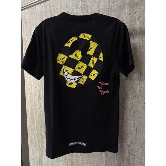 Chrome Hearts Black Graphic Tee W/ Pocket & Smile Design Back - Picture 2 of 15